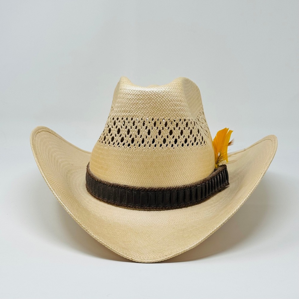 Stetson Straw Cowboy Hat 7 Mens Tan Roadrunner Bryantcote Western Vented Brim